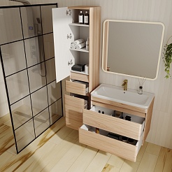 Style Line Тумба с раковиной подвесная Атлантика 80, Люкс, ясень перламутр, PLUS – фотография-10